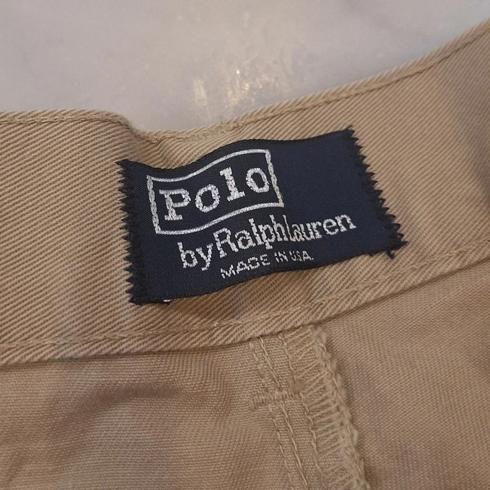 Vtg Polo Ralph Lauren Chino Pants Sz 34x36(32×27) Pleated Cuffed USA Made Preppy